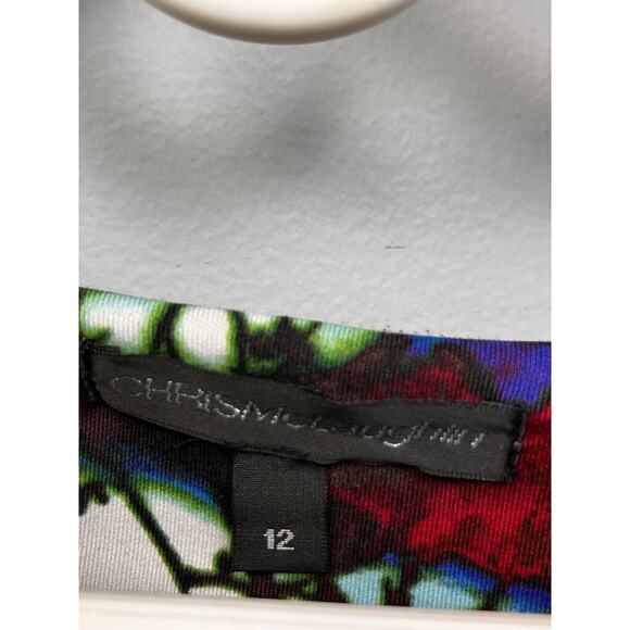 Chris McLaughlin Dress Womens‎ 12 Black Bold Colorful Sheath scoop neck Pullover - Picture 7 of 7